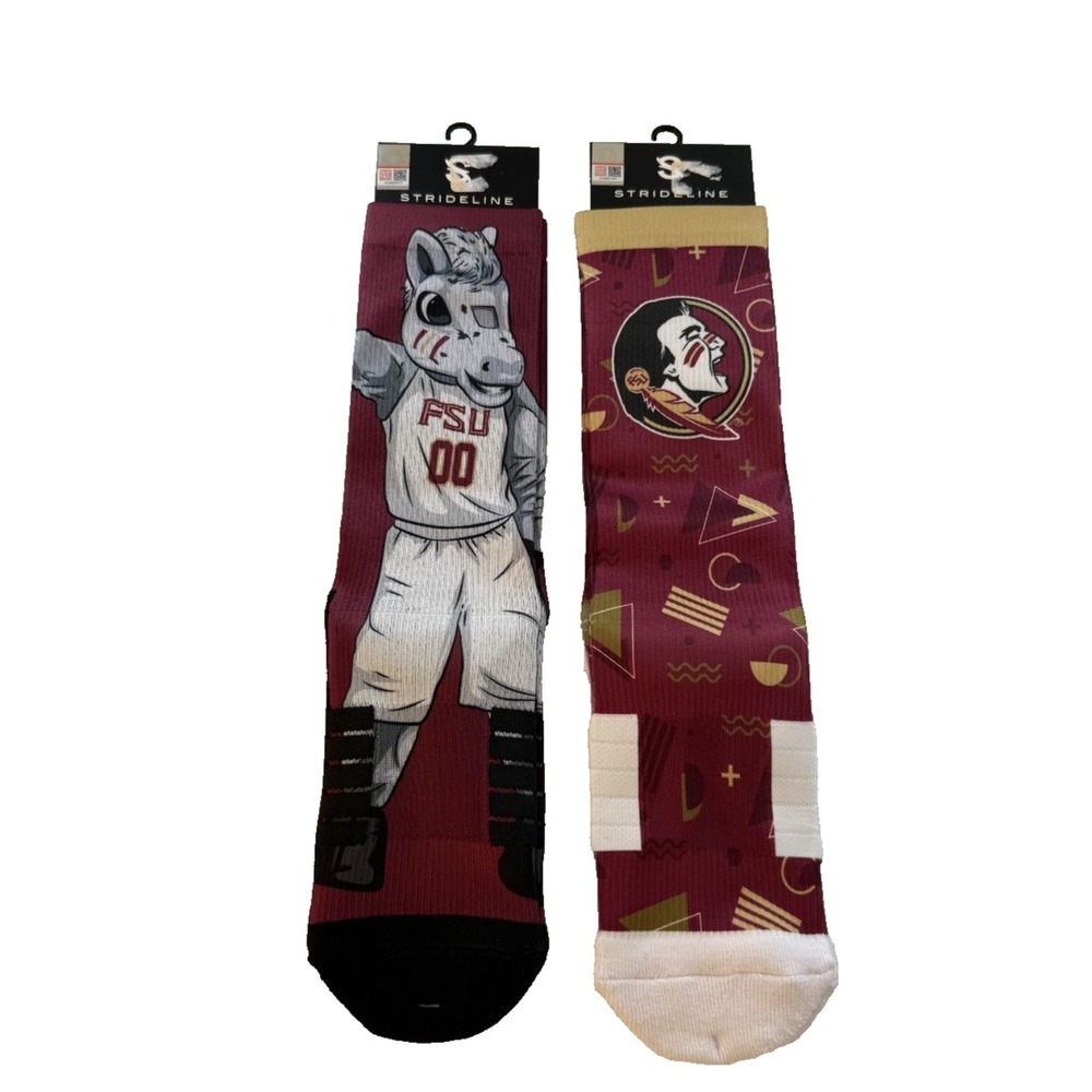 Strideline Florida State Seminoles Premium Lot of 2 Mens Socks‎ NEW